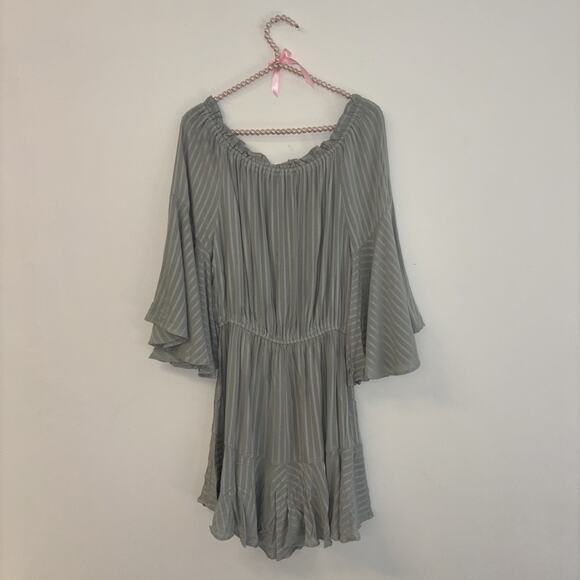 Blue B Romper Green Boho Cottage‎ core Sz M Stretch Flowy NWT Tassels Stripped50 - Picture 10 of 15